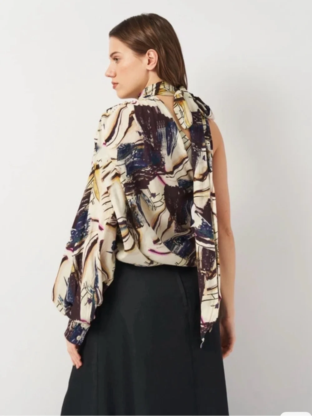 NWT Zara Limited Edition Abstract Printed Asymmetric Blouse - Size M